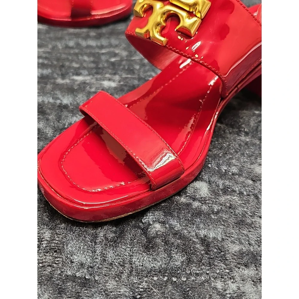 Tory Burch Red Patent Leather Eleanor Heel Sandal Size 6